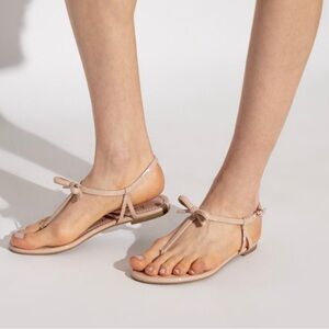Kate Spade Piazza Nude Pink Patent Leather Bow Strap Sandals Women - Size 9